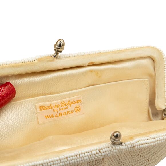 Walborg Vintage Cream Beaded Clutch Evening Handbag Small - Picture 2 of 6